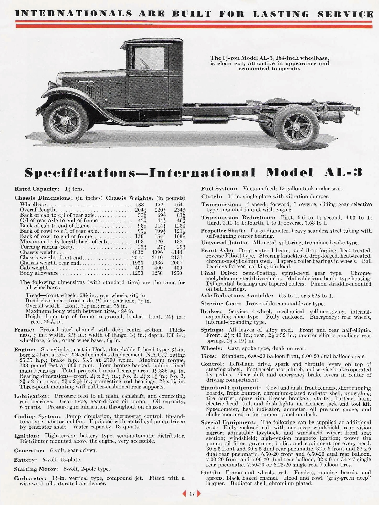 1931 International Specifications Sheet Page 6